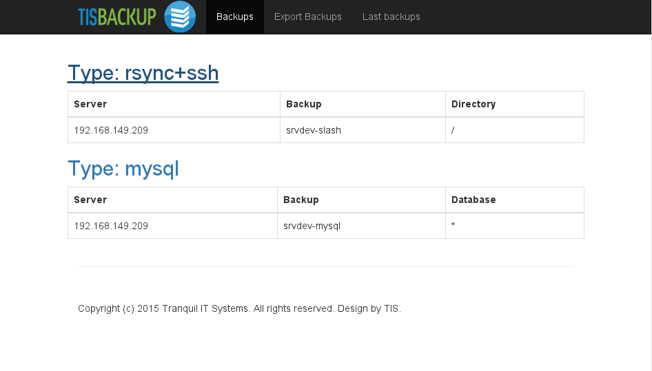 TISBackup Web interface